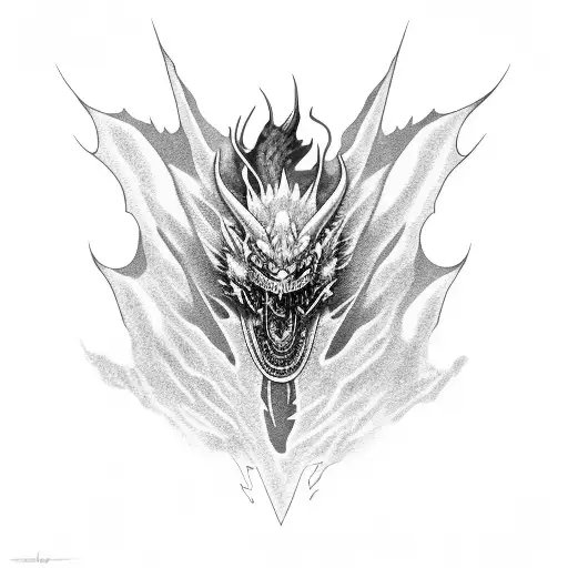 bruahed smokey Dragon scary tattoo design idea