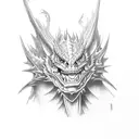 bruahed smokey Dragon scary tattoo design idea