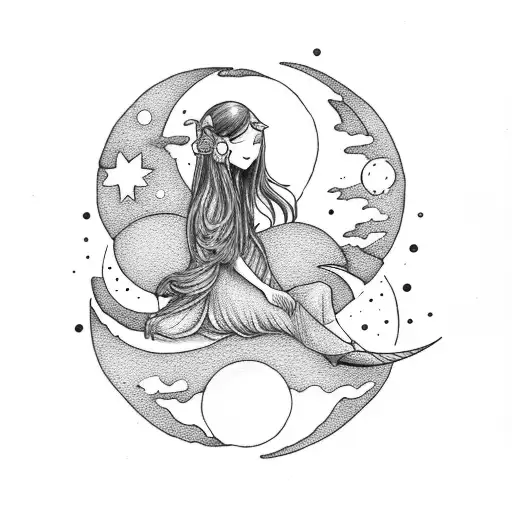 Woman Sitting On Moon Merch & Gifts for Sale | Redbubble