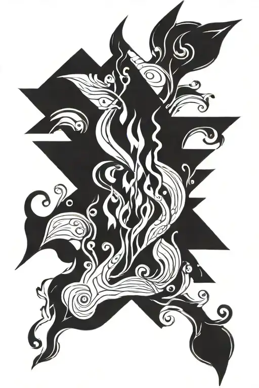 A flame-shaped geometric pattern tattoo, inspired by the client's love for fire and precision in their work as an electrician tattoo design idea