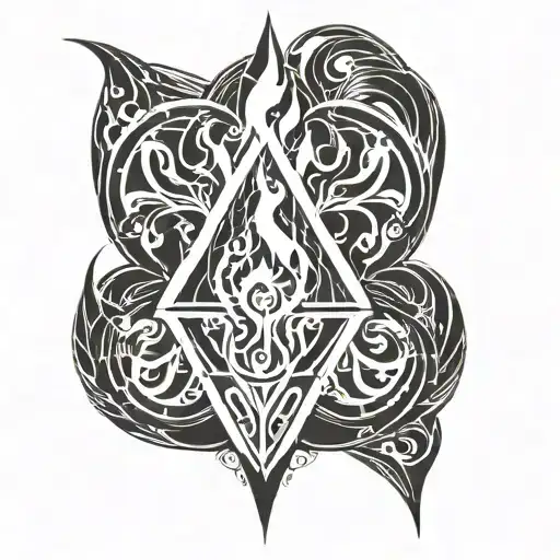 A flame-shaped geometric pattern tattoo, inspired by the client's love for fire and precision in their work as an electrician tattoo design idea