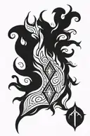 A flame-shaped geometric pattern tattoo, inspired by the client's love for fire and precision in their work as an electrician tattoo design idea