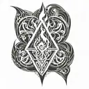 A flame-shaped geometric pattern tattoo, inspired by the client's love for fire and precision in their work as an electrician tattoo design idea