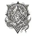 A flame-shaped geometric pattern tattoo, inspired by the client's love for fire and precision in their work as an electrician tattoo design idea