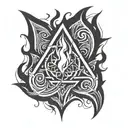 A flame-shaped geometric pattern tattoo, inspired by the client's love for fire and precision in their work as an electrician tattoo design idea