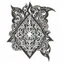 A flame-shaped geometric pattern tattoo, inspired by the client's love for fire and precision in their work as an electrician tattoo design idea