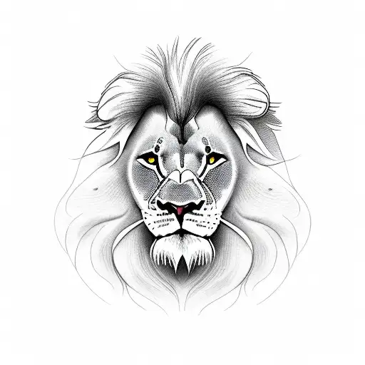 scarred lion with family tattoo design idea