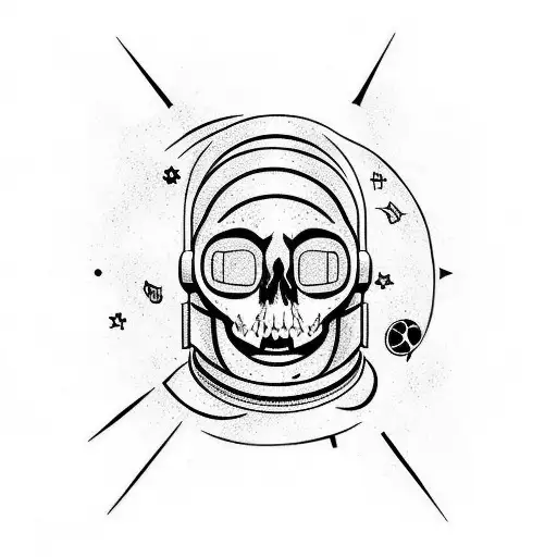 astronaut with skull tattoo design idea