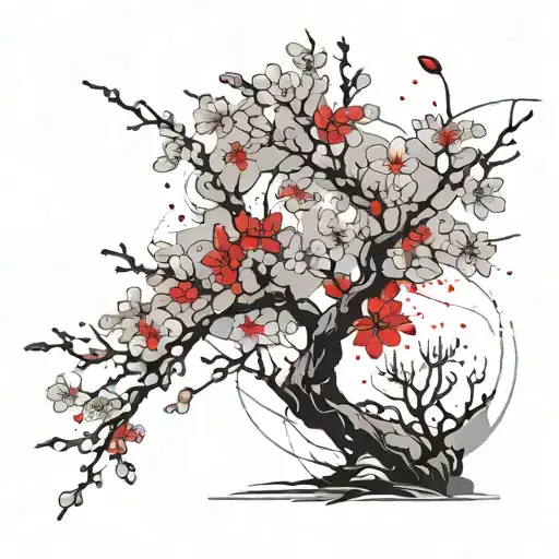 cherry Blossom tree branch tattoo design idea