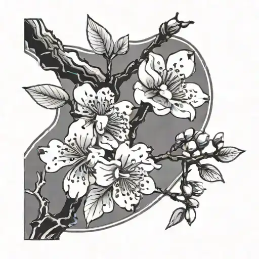 cherry Blossom tree branch tattoo design idea