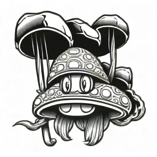 super mario samurai mushroom tattoo design idea