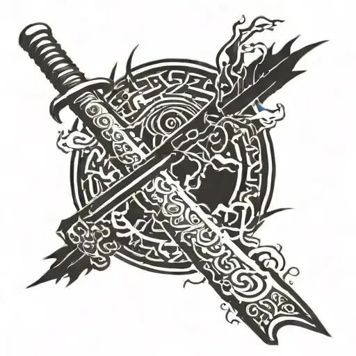 samurai sword with lightning tattoo design idea