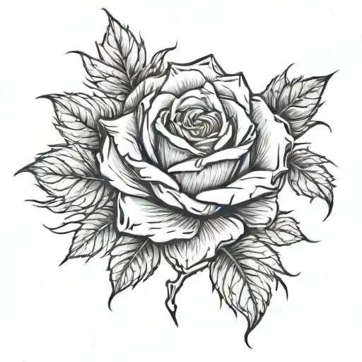 Rose with branches and thorns for forearm like Ashe Overwatch tattoo design idea
