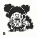 super mario samurai mushroom tattoo design idea
