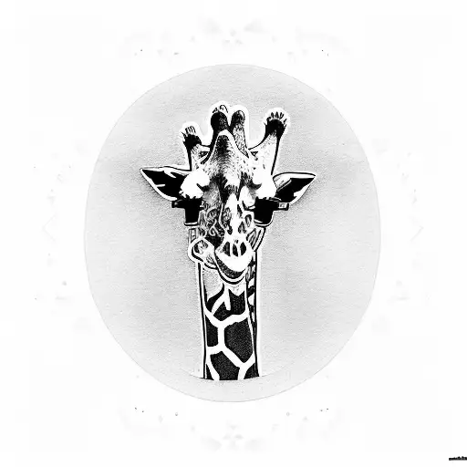cartoon giraffe with sunglasses tattoo design idea