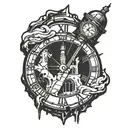 shattered clock tower tattoo design idea