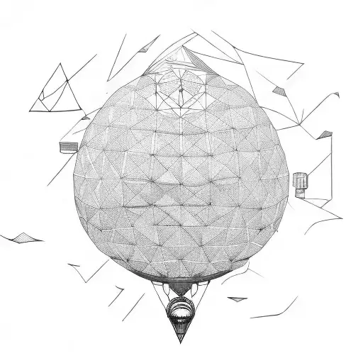 montgolfière au dessus d'une cascade tattoo design idea