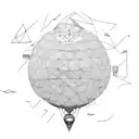 montgolfière au dessus d'une cascade tattoo design idea