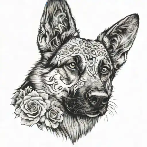 day of the dead German shepherd tattoo design idea