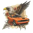 2018 dodge challenger and doves tattoo design idea