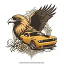 2018 dodge challenger and doves tattoo design idea