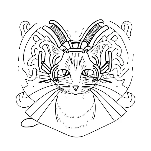 Minimalist "A Minimalist Tattoo Of A Cat Wearing..." Tattoo Idea