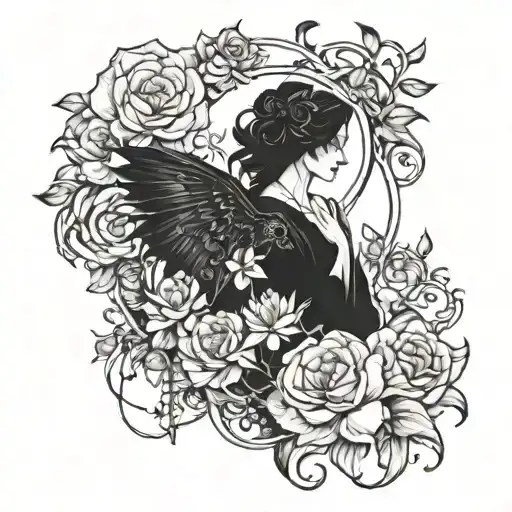 A hauntingly beautiful tattoo inspired by gothic literature, blending elements of darkness and sensuality with a touch of elegance tattoo design idea