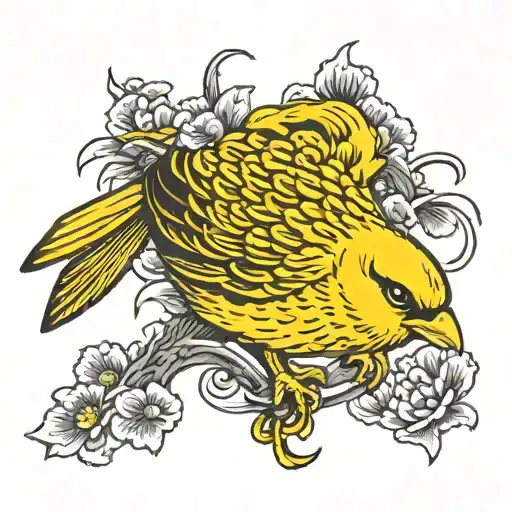 strong yellow canary tattoo design idea