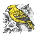 strong yellow canary tattoo design idea