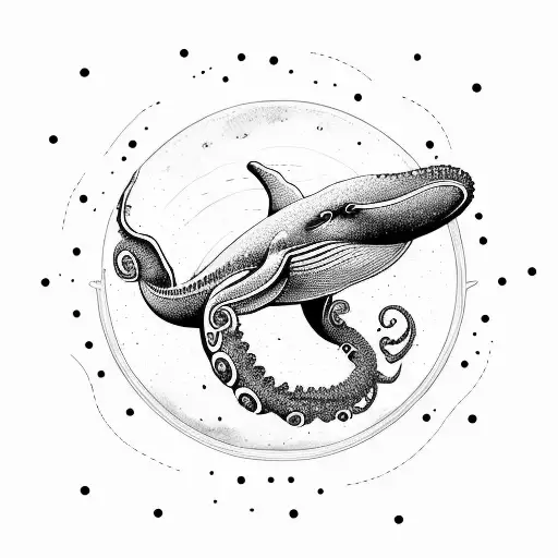 whale space octopus astronaut  tattoo design idea