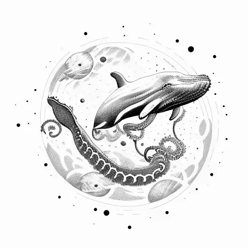 whale space octopus astronaut  tattoo design idea