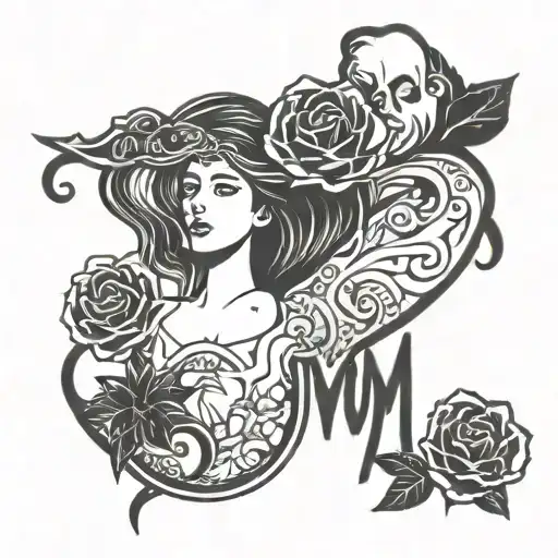 mom suicide date tattoo design idea