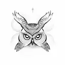 Gaming console controller merging with an owl tattoo design idea