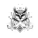 Gaming console controller merging with an owl tattoo design idea