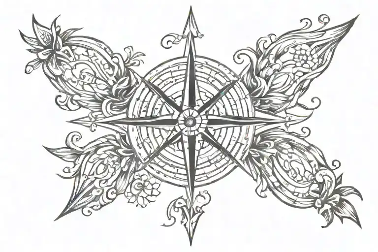 Craft a detailed compass rose with the words 'Forever Yours' surrounding it, symbolizing a love that always guides and leads tattoo design idea