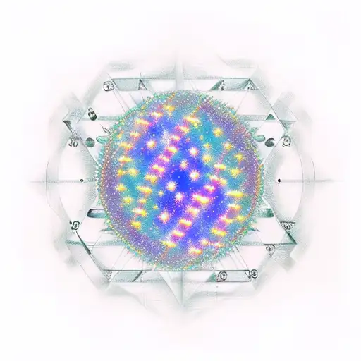 Create a design featuring binary code, an electrical circuit, a DNA structure, and a galaxy, all enclosed within a diamo tattoo design idea