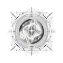 Create a design featuring binary code, an electrical circuit, a DNA structure, and a galaxy, all enclosed within a diamo tattoo design idea