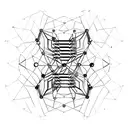 Create a design featuring binary code, an electrical circuit, a DNA structure, and a galaxy, all enclosed within a diamo tattoo design idea
