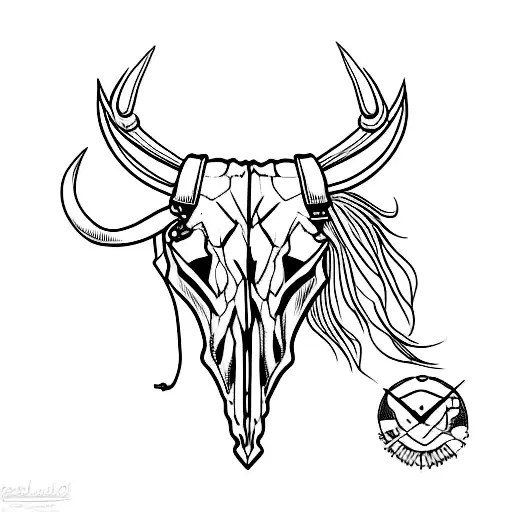 Bull Skull with barbed wire tattoo design idea