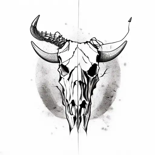 Bull Skull with barbed wire tattoo design idea
