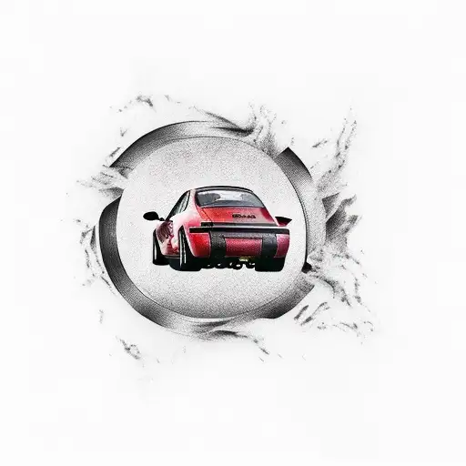 Porsche 964 drifting tattoo design idea