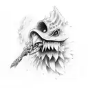 attack on Titan  bird with scarf in mouth tattoo design idea