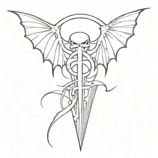 avenged sevenfold deathbat with citation: Someday I will find  tattoo design idea