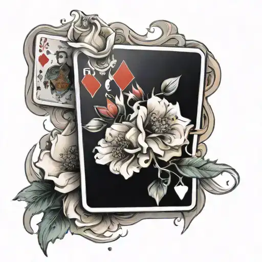 playing cards shaped as flowers blooming with a melting effect tattoo design idea