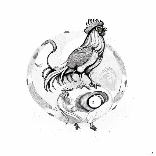aries + rooster tattoo design idea