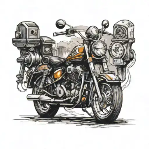 gas pump with motorcycle  tattoo design idea