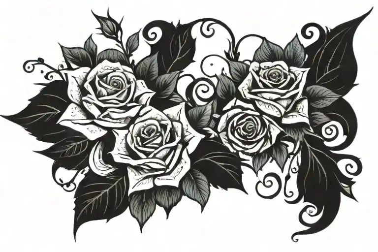 vine of roses on v line  tattoo design idea