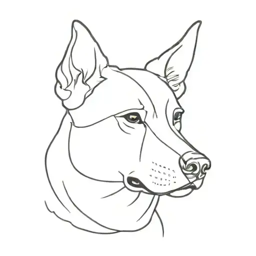 dog head with two black line on his face tattoo design idea