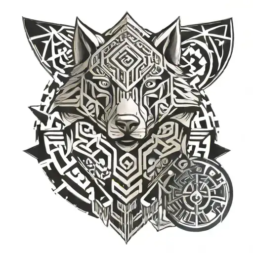 twilight princess style, hylian shield in the middle, human link, wolf link tattoo design idea
