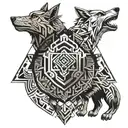 twilight princess style, hylian shield in the middle, human link, wolf link tattoo design idea